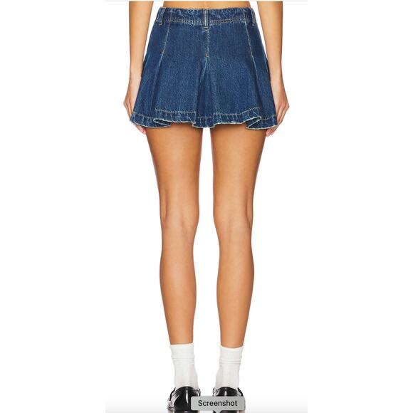 NWT Free People Madison Ave Mini Skirt Denim Pleated 27 - Picture 3 of 9